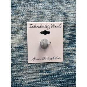 New! Individuality Beads Genuine Sterling Silver Milky White Light Gray